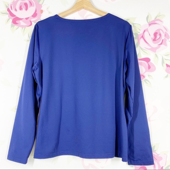 WORTH Shirt L Navy Blue Long Sleeves Classic Crew Neck - Picture 5 of 8